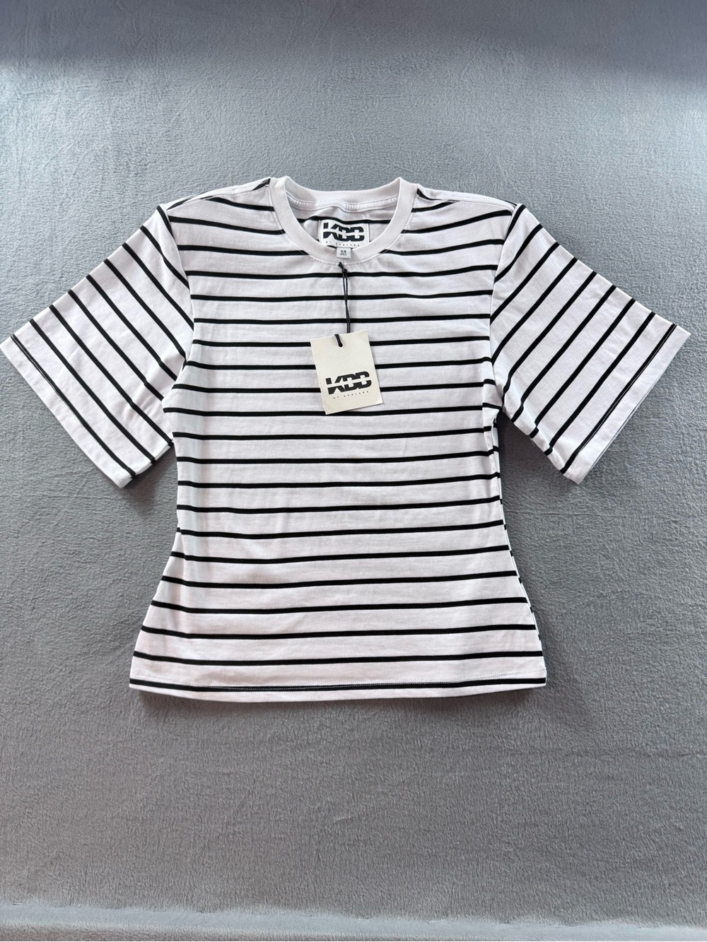 KBB by Kahlana - Short Sleeve 'The Nipped Waist T-shirt' Black Striped